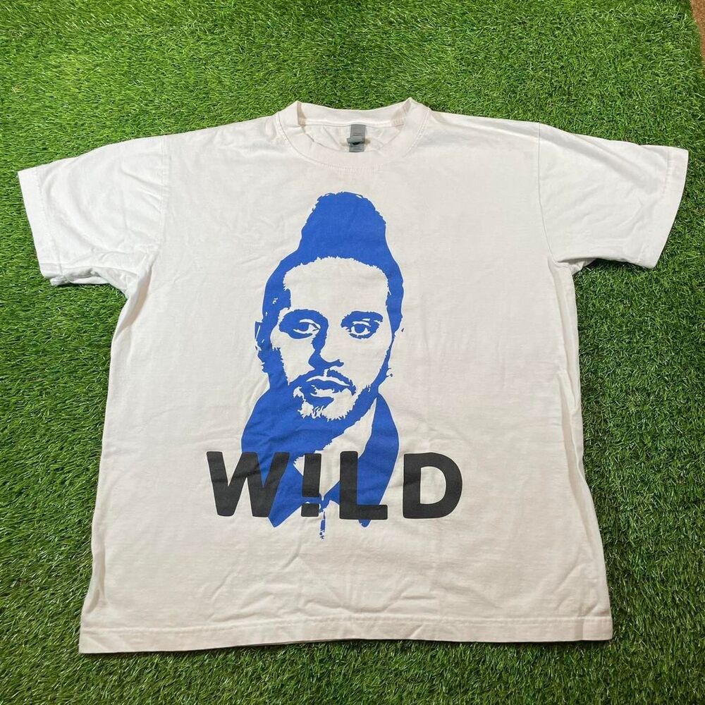 Russ Into The Wild Tour 2025 white Gildan t-shirt with blue graphic size large